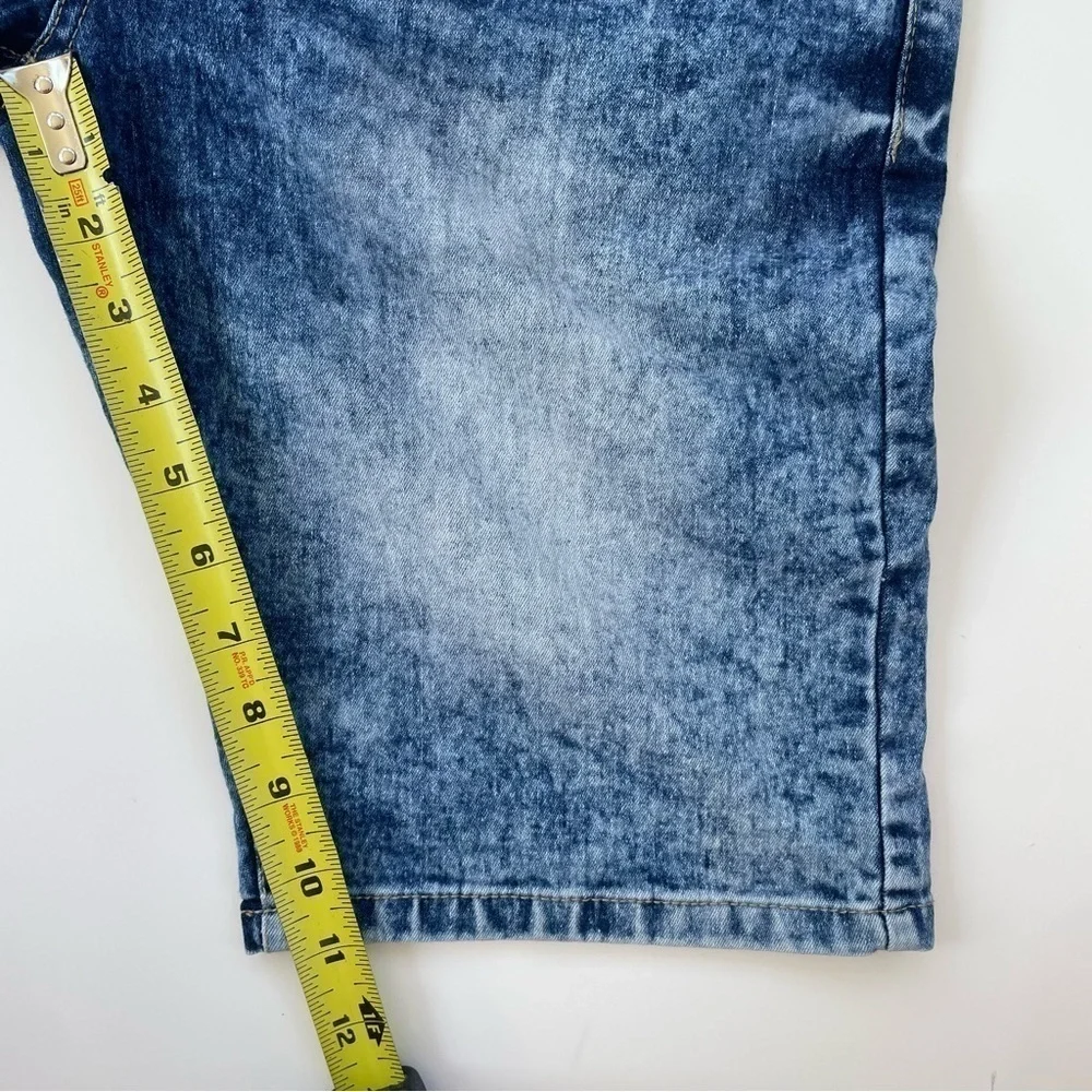 South Pole Men's Blue Acid Washed Slim Denim Jean Shorts Size 30